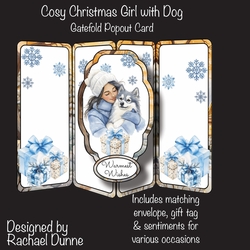 Cosy Girl With Dog Gatefold Popout Card