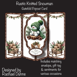 Rustic Knitted Snowman Gatefold Popout Card