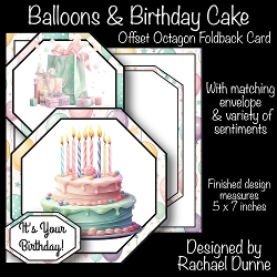 Balloons And Birthday Cake Offset Octagon 5 x 7 Mini Kit
