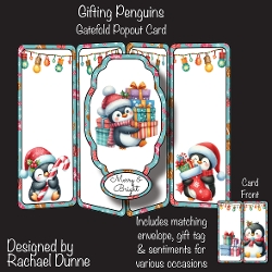 Gifting Penguins Gatefold Popout Card