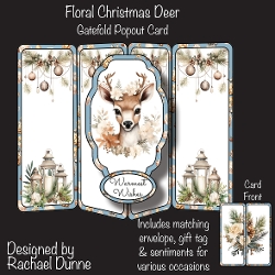 Floral Christmas Deer Gatefold Popout Card