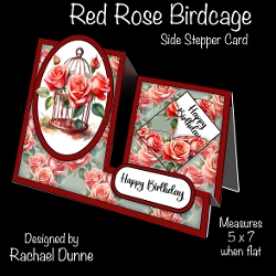 Red Rose Birdcage Side Stepper Card