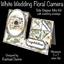 White Wedding Floral Camera Side Stepper Card