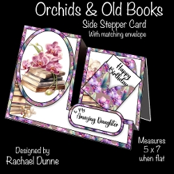 Orchids & Old Books Side Stepper Card