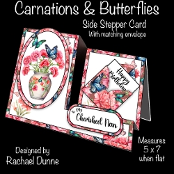 Carnations & Butterflies Tea Side Stepper Card