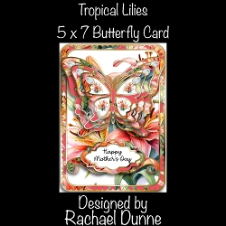 Tropical Lilies 5 x 7 Butterfly Card