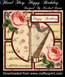 Happy Birthday Floral Harp