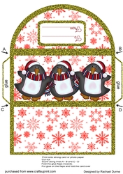 Red and Gold Sparkly Penguins Money Wallet