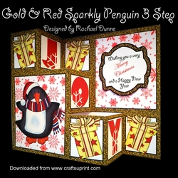 Gold and Red Sparkly Penguins 3 Step Decoupage