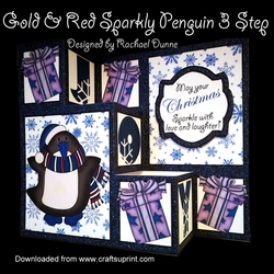 Blue Sparkly Penguins 3 Step Decoupage