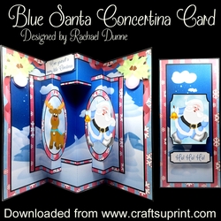 Blue Santa Concertina Card