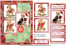 Three Christmas Bears 3 Squares