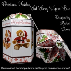 Christmas Teddy Bears Tall Fancy Topped Box