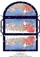 Santa and his reindeer with starry sky border