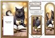 Fathers Day Book Loving Cat Bookmark Card
