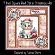 7 Inch Red Cat with Christmas Hat