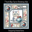 7 in Square Blue Kitty with Bow on Bauble
