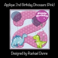 Applique 2nd Birthday Dinosaurs (Pink)