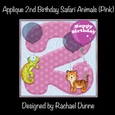 Applique 2nd Birthday Safari Animals (Pink)