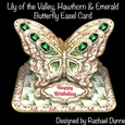 Lily of the Valley, Hawthorn & Emerald (May) Butterfly Easel Card