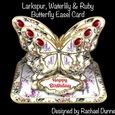 Larkspur, Waterliliy & Ruby (July) Butterfly Easel Card