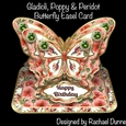 August - Gladioli, Poppy & Peridot Butterfly Easel Card