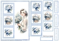 Blue Flower Basket Simple Squares C5