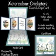 Watercolour Cricketers Twist and Pop Card