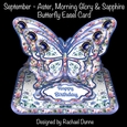 September - Aster, Morning Glory & Sapphire Butterfly Easel Card