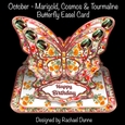 October - Marigold, Cosmos & Tourmaline Butterfly Easel Card