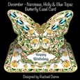 December - Narcissus, Holly & Blue Topaz Butterfly Easel Card