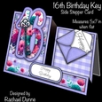16th Birthday Floral Denim Side Stepper Card