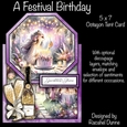 A Festival Birthday 5 x 7 Octagon Tent Card