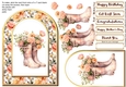 Floral Welly Boots Gold Arch 5 x 7