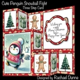 Cute Penguin Snowball Fight Three Step Decoupage Mini Kit