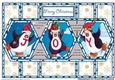 Christmas Penguin Joy Gold Snowflakes with Blue Stars
