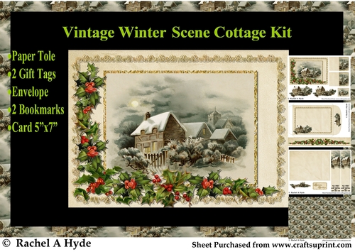 Vintage Christmas Winter Scene Cottage Kit