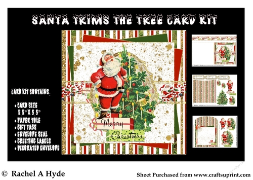 Naughty Or Nice - Santa Trims The Tree 3D Card Kit
