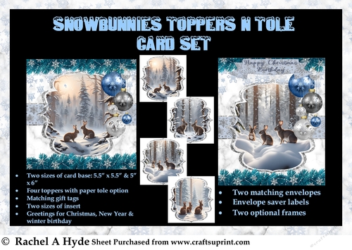 Snowbunnies Toppers n Tole Card Kit