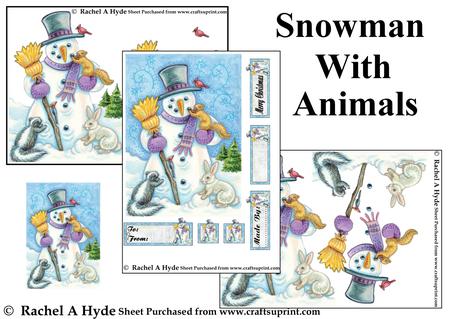 Snowman with Animals Card Kit