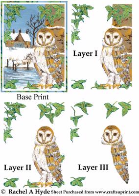 Barn Owl in the Snow Paper Tole Sheet