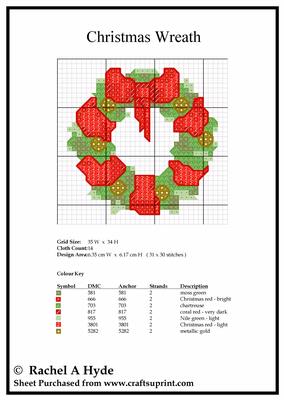 Christmas Wreath Cross Stitch Card