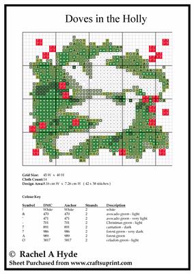 Doves in the Holly Cross Stitch Card