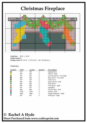 Christmas Fireplace Cross Stitch Card