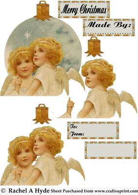 Angels with Star Bauble Card