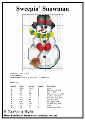 Sweepin' Snowman Cross Stitch Card