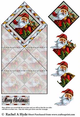 Santa with Sack Diamond Fold Card