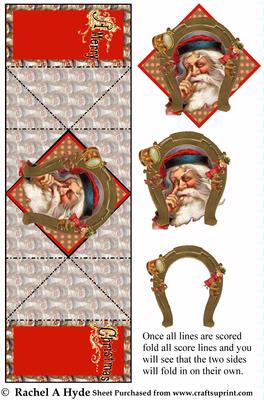 Lucky Horseshoe Santa Double Diamond Card
