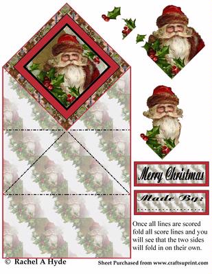 Joyful Santa Diamond Fold Card
