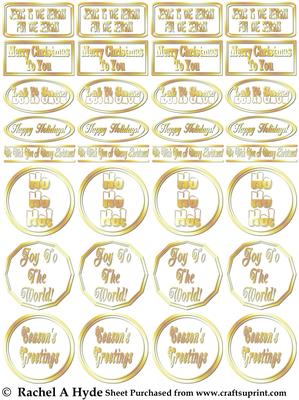 Golden Greetings Christmas Labels Sheet